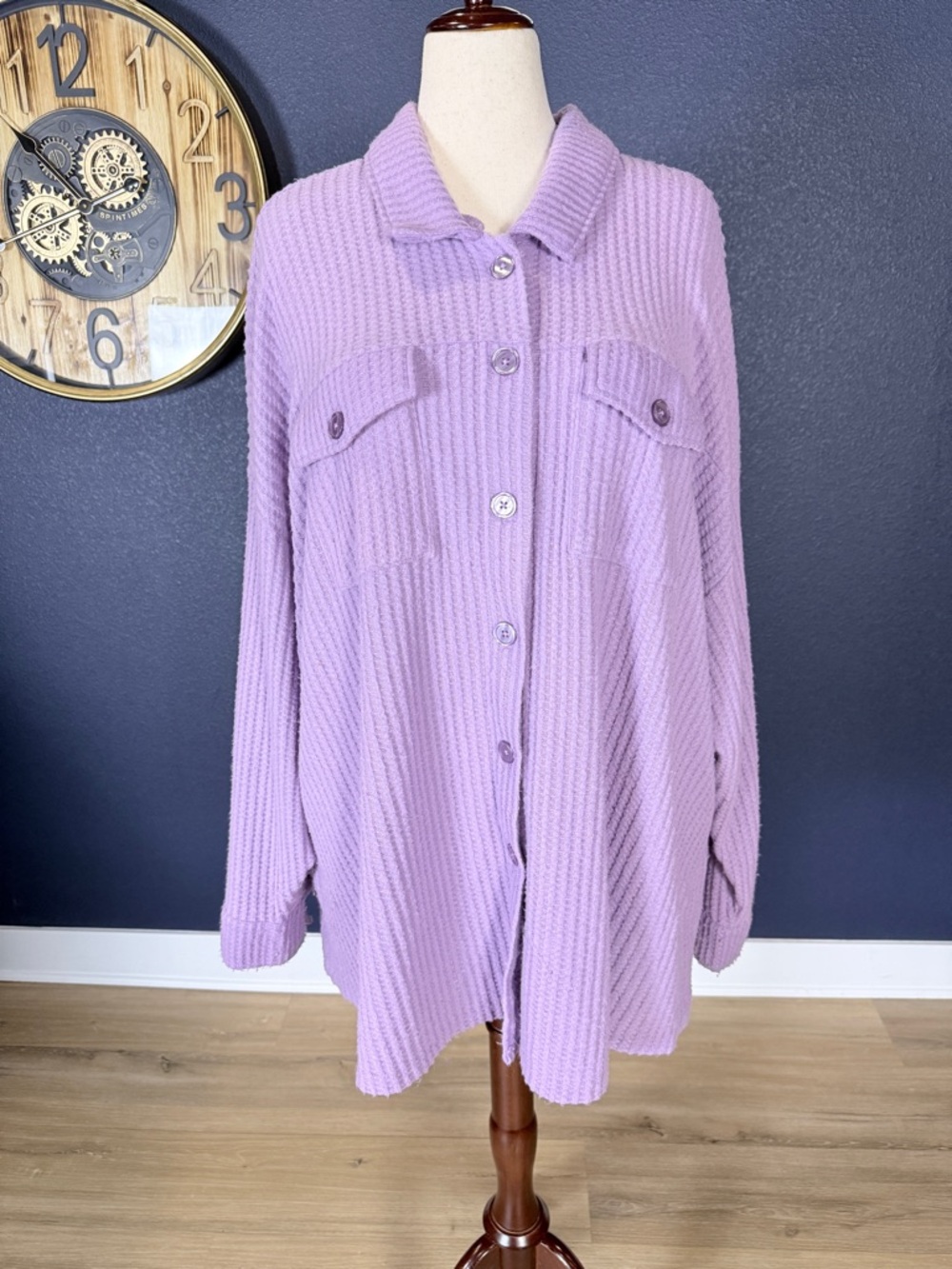 Torrid Sleep Super Soft Plush Waffle Oversized Lounge Lavender Shirt Jacket | 4X